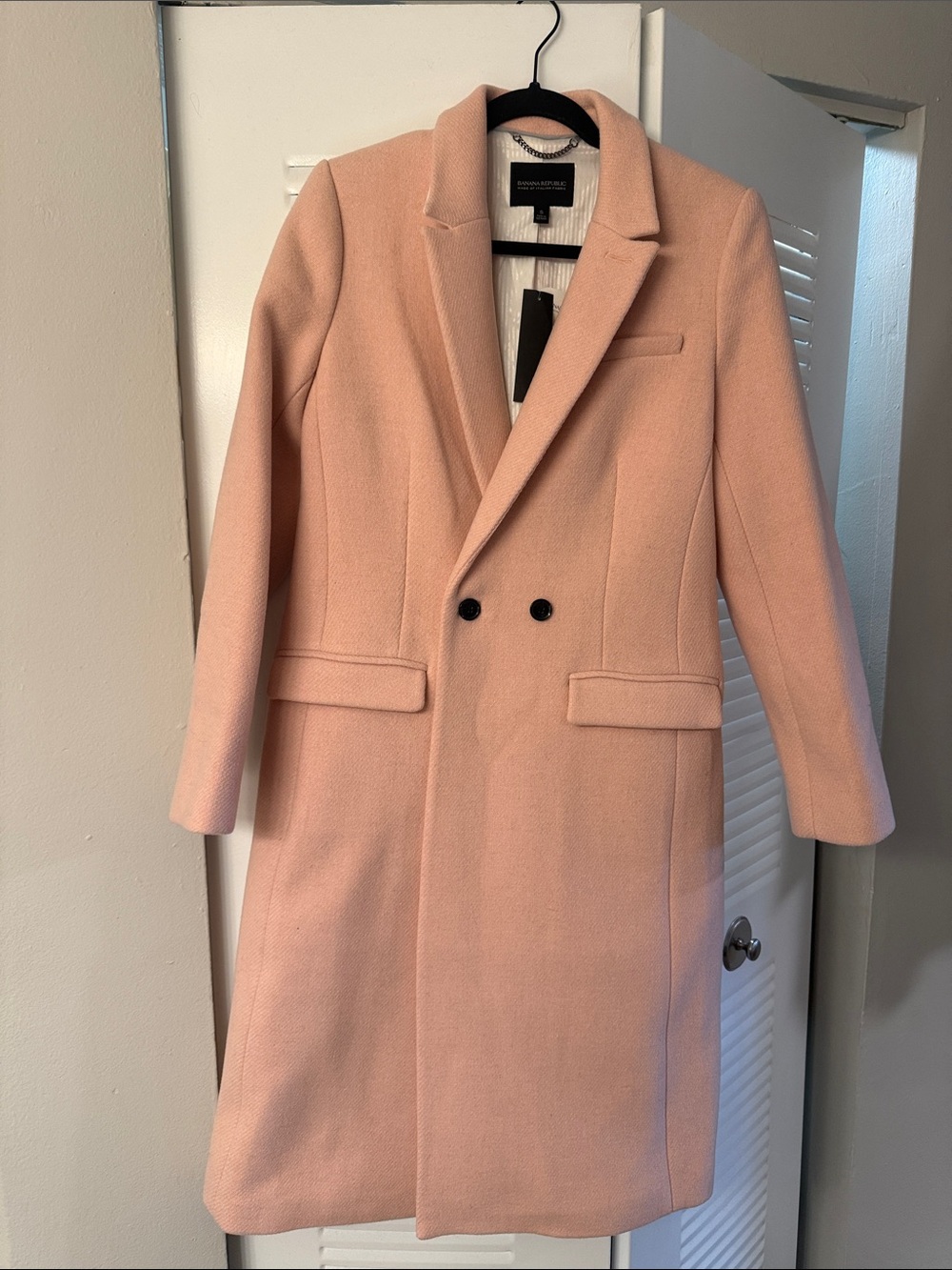 Banana Republic Blush Pink Double-Breasted Wool-Blend Trench Coat
